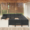 13-tlg. Garten-Lounge-Set mit Kissen Schwarz Kiefernholz