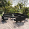 14-tlg. Garten-Lounge-Set mit Auflagen Poly Rattan Schwarz