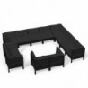 12-tlg. Garten-Lounge-Set mit Kissen Schwarz Massivholz Kiefer