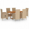 7-tlg. Garten-Essgruppe Poly Rattan Beige