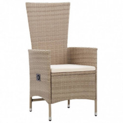 7-tlg. Garten-Essgruppe Poly Rattan Beige