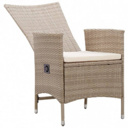 7-tlg. Garten-Essgruppe Poly Rattan Beige