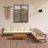 9-tlg. Garten-Lounge-Set mit Creme Auflagen Massivholz Akazie