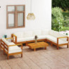 8-tlg. Garten-Lounge-Set mit Creme Auflagen Massivholz Akazie