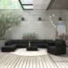 11-tlg. Garten-Lounge-Set mit Auflagen Poly Rattan Schwarz