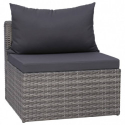 10-tlg. Garten-Lounge-Set mit Kissen Poly Rattan Grau