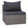 10-tlg. Garten-Lounge-Set mit Kissen Poly Rattan Grau