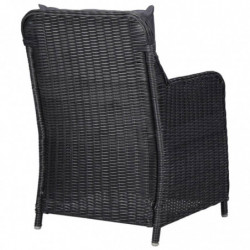 9-tlg. Garten-Essgruppe Rembert Poly Rattan Schwarz