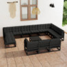 14-tlg. Garten-Lounge-Set mit Kissen Schwarz Kiefer Massivholz