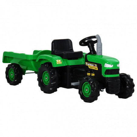 Trettraktor mit Anhänger Grün und Schwarz