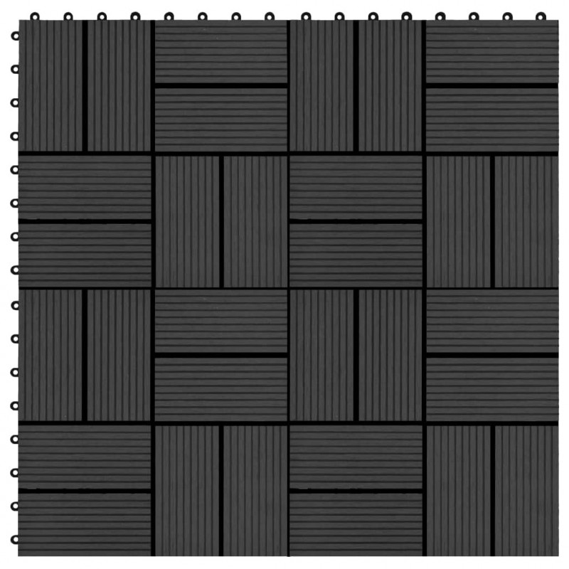 22 Stk. Terrassenfliesen 30 x 30 cm 2 qm WPC Schwarz