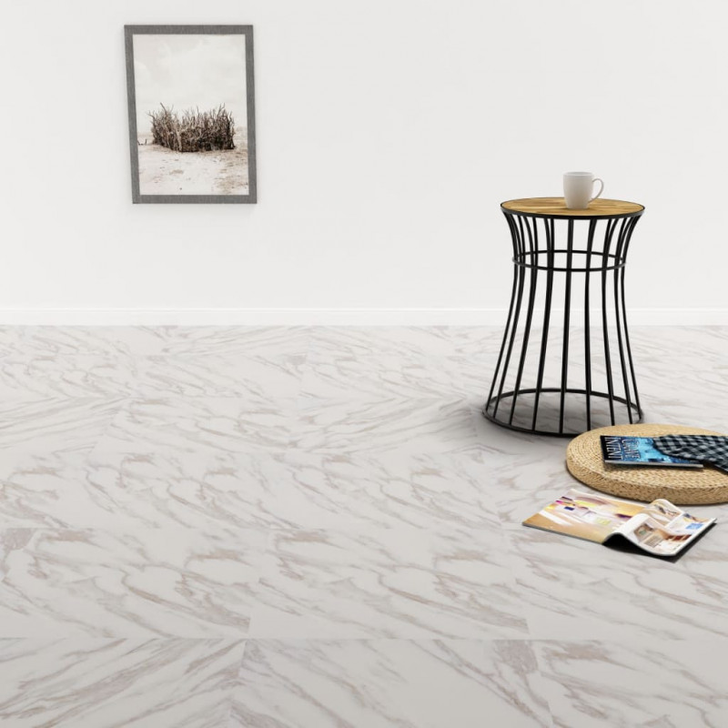 PVC Laminat Dielen Selbstklebend 5,11 m² Weißer Marmor
