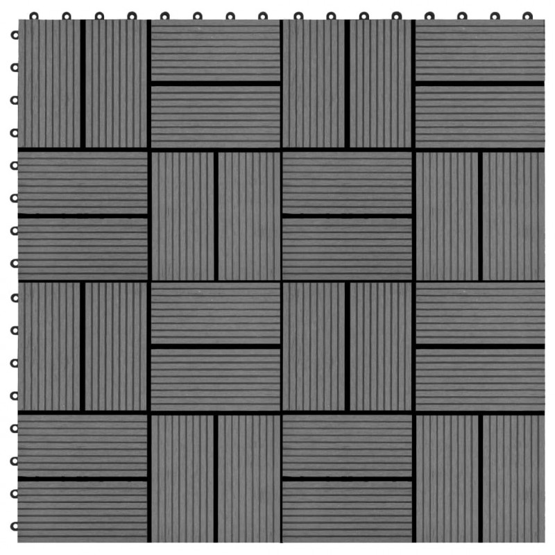 Terrassenfliesen 11 Stück WPC 30 x 30 cm 1 qm Grau