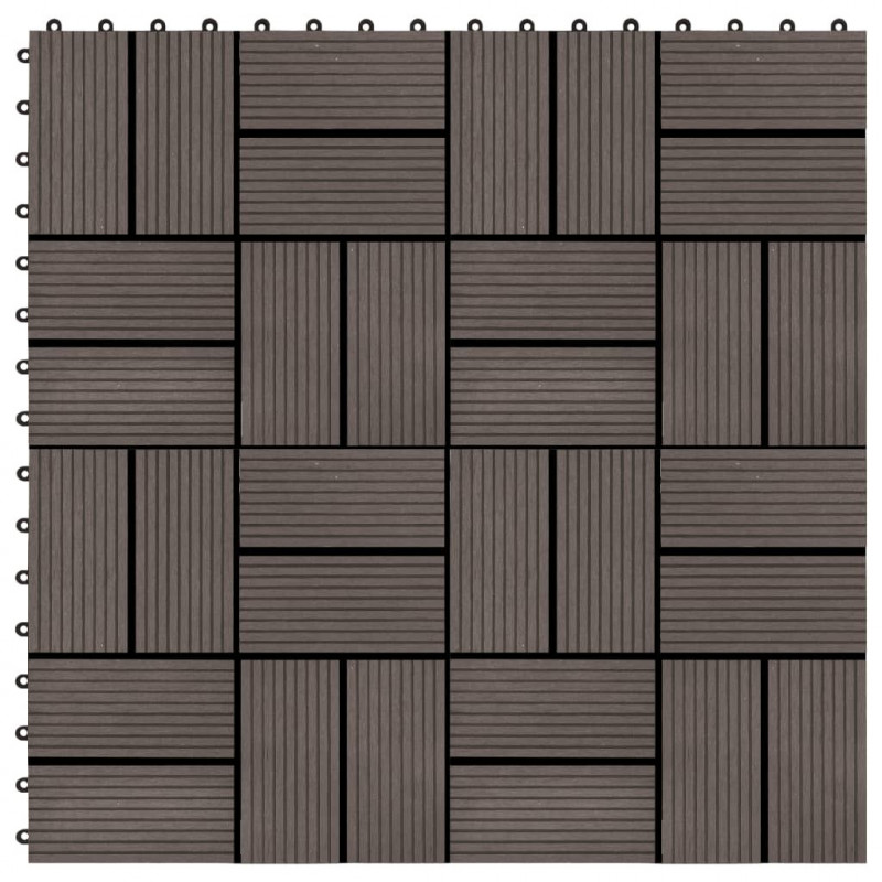 Terrassenfliesen 11 Stück WPC 30 x 30 cm 1 qm Dunkelbraun