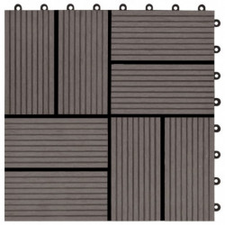 Terrassenfliesen 11 Stück WPC 30 x 30 cm 1 qm Dunkelbraun