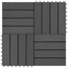 11 Stk. Terrassenfliesen geprägtes WPC 30x30cm 1qm Schwarz