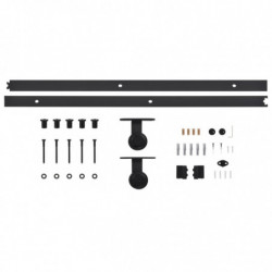 Schiebetürbeschlag-Set 200 cm Stahl Schwarz