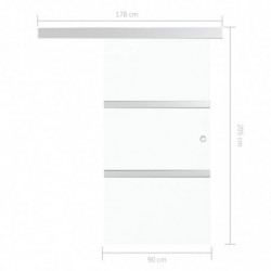 Schiebetür ESG-Glas und Aluminium 90x205 cm Silbern