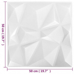 3D-Wandpaneele 48 Stk. 50x50 cm Diamantweiß 12 m²
