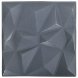 3D-Wandpaneele 48 Stk. 50x50 cm Diamant Grau 12 m²