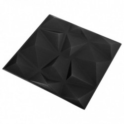 3D-Wandpaneele 12 Stk. 50x50 cm Diamant Schwarz 3 m²