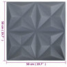 3D-Wandpaneele 12 Stk. 50x50 cm Origami Grau 3 m²