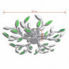 Deckenlampe güne und weiße Blätterranken mit Acryl-Blättern 5x E14
