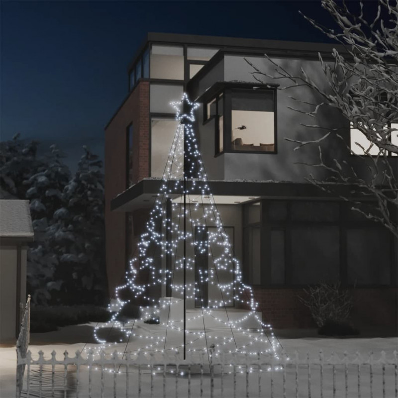 LED-Weihnachtsbaum mit Metallpfosten 500 LEDs Kaltweiß 3 m