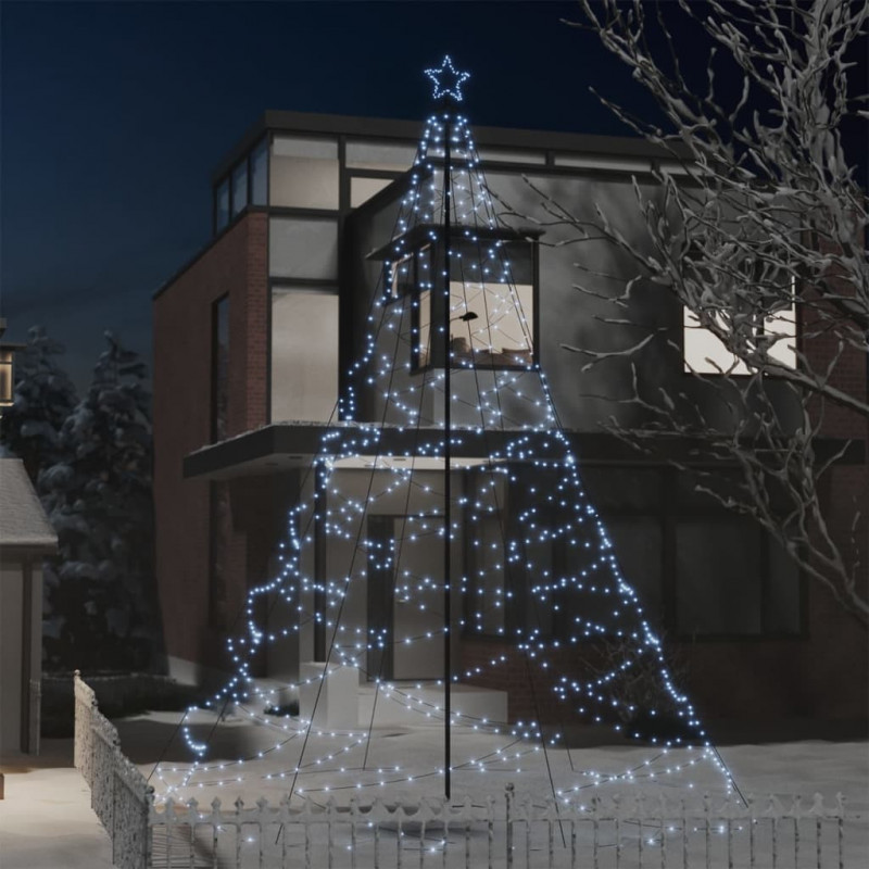 LED-Weihnachtsbaum mit Metallstange 1400 LEDs Kaltweiß 5 m