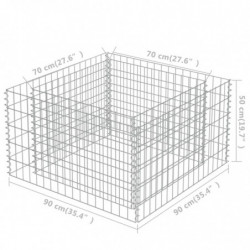 Gabionen-Hochbeet Verzinkter Stahl 90×90×50 cm
