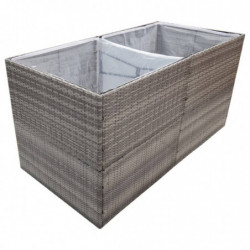 Pflanzkübel Grau 157x80x80 cm Poly Rattan