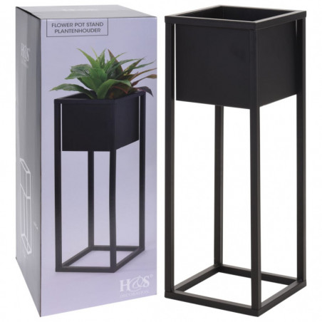 Home&Styling Blumentopf mit Ständer Metall Schwarz 60 cm