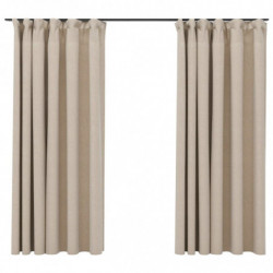 Verdunkelungsvorhänge Haken Leinenoptik 2 Stk. Beige 140x175 cm