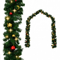 Weihnachtsgirlande Geschmückt mit Kugeln und LED-Lichtern 20 m