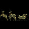 Rentiere & Schlitten Weihnachtsdekoration 60 LEDs Outdoor Gold