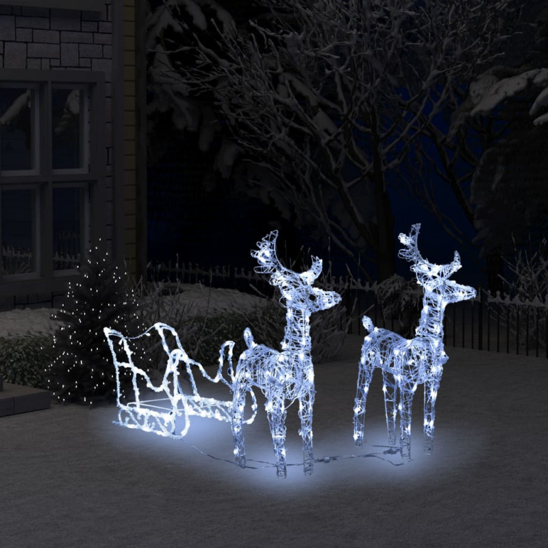 Rentiere Schlitten Weihnachtsdekoration 160 LEDs 130 cm Acryl