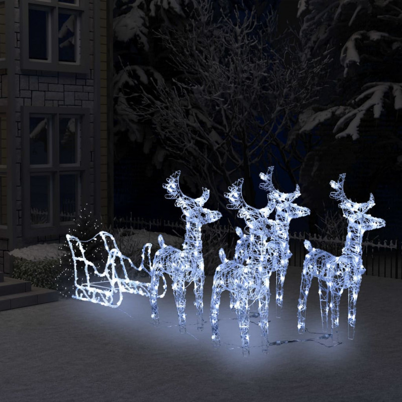 Rentiere und Schlitten Weihnachtsdekoration 240 LEDs  Acryl