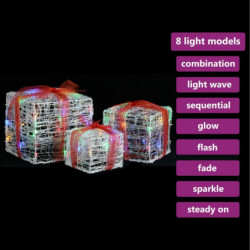 LED-Geschenkboxen 3 Stk. Weihnachtsdekoration Mehrfarbig
