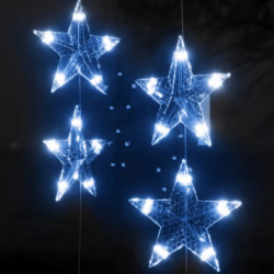 LED-Lichtervorhang mit Sternen 200 LED Blau 8 Funktionen