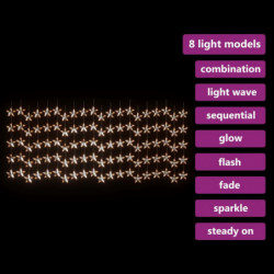 LED-Lichtervorhang mit Sternen 500 LEDs Warmweiß 8 Funktionen