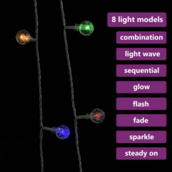 LED-Lichterkette Kugeln 20m 200 LEDs Mehrfarbig 8 Funktionen