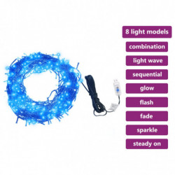 Lichterkette mit 400 LEDs Blau 40 m 8 Lichteffekte