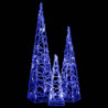 LED-Leuchtkegel-Set Acryl Deko Blau 30/45/60 cm