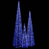 LED-Leuchtkegel-Set Acryl Deko Blau 60/90/120cm