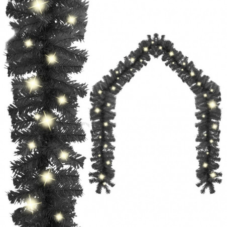 Weihnachtsgirlande mit LED-Lichtern 10 m Schwarz