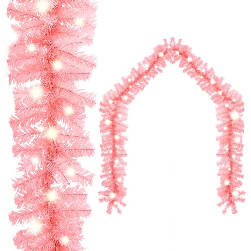 Weihnachtsgirlande mit LED-Lichtern 10 m Rosa