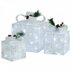 Geschenkboxen Weihnachten 3 Stk. Silbern Outdoor Indoor