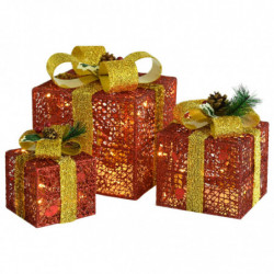 Geschenkboxen Weihnachten 3 Stk. Rot Outdoor Indoor