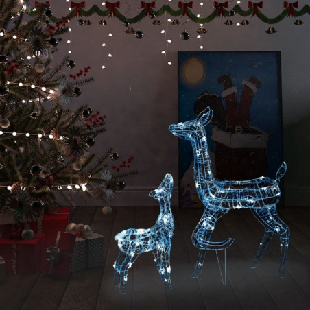 Weihnachtsdekoration Rentier Familie aus Acryl 160 LED Kaltweiß