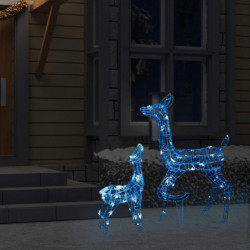 LED-Rentier-Familie Weihnachtsdeko Acryl 160 LEDs Blau